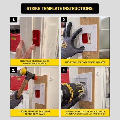Big Horn 70156 'A' Latch & Strike Template Kit – Bamboo Router Jig for Door Latch and Strike Plate Installation, 1" × 2-1/4" Finish Size