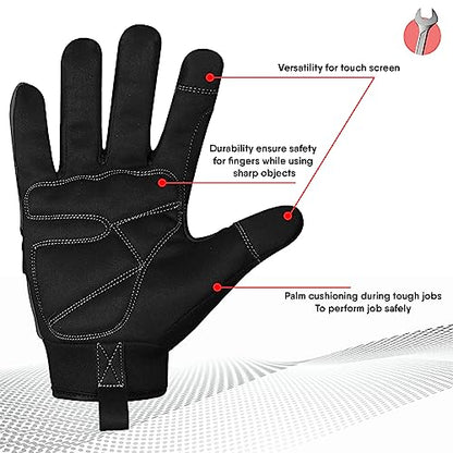 SAWANS Safety Work Gloves Gardening Working Gloves Mens Women Mechanic Construction Utility Flexible Padded Palm Protection - size: Large