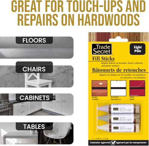 Wood Scratch Repair Fill Stick for Light Surfaces (Set of 3), Great for Touch-Ups and Repairs on Hardwoods Floors, Furniture, Cabinets and Plastic Surfaces. - color: Light Tones