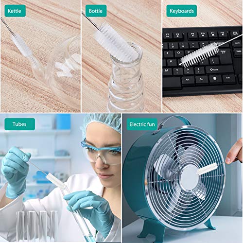CiaraQ Bottle Cleaning Brushes, 8 Inch Nylon Tube Brush Set, Cleaner for Narrow Neck Bottles Cups with Hook, Set of 10pcs. - color: White, size: 8.0 Inch (10pcs)