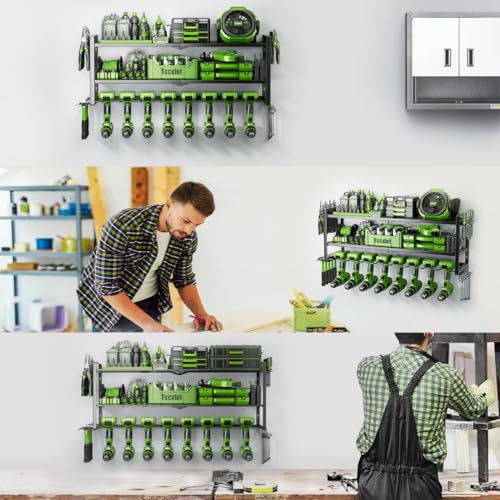 Power Tool Organizer - 3 Layer 8 Drill Holder Wall Mount, Storage Rack for Garage Organization, Large Tool Shelf, Gifts for Him Men Dad Husband Anniversary Fathers Day, Cool Gadget Stocking Stuffer - size: 3 Layer 8 Slots