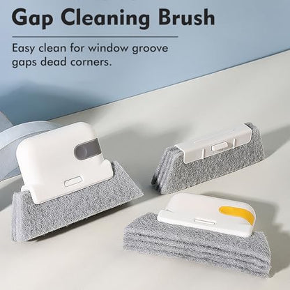 Window Cleaning Brush,Multifucation Groove Cleaning Brush for Household Use, 3 in 1 Window Sliding Door Track Cleaner, Sill, Tile Lines, Shutter, Car Vents, Keyboard, Small Spaces Clean Kit