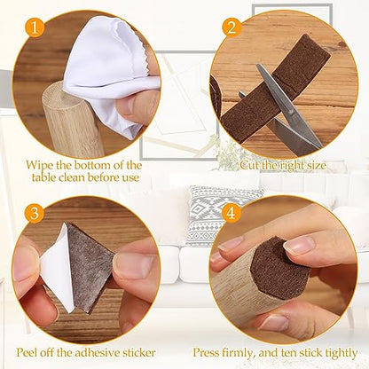 Zonon 4 Rolls 120 Inch Felt Strip with Adhesive Backing Felt Tapes Furniture Strip Rolls Self Stick Heavy Duty Polyester for Protecting Furniture and DIY Adhesive(Dark Brown,1 Inch) - color: Dark Brown, size: 1 Inch