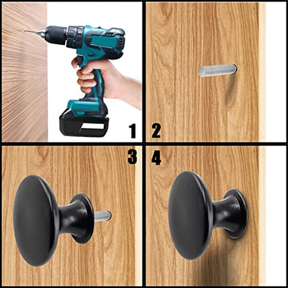 Zorfeter 10 Pcs Flat Black Cabinet Knobs Round Modern Black Drawer Knobs Hardware Pulls Handles for Kitchen Cupboard Dresser, 30mm Diameter - color: Flat Black Cabinet Knobs
