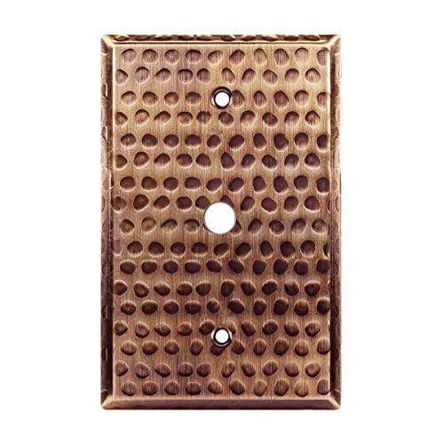 LIDER 0.406" Diameter Hole Phone Cable Metal Wall Plate, Stainless Steel Outlet Cover, Corrosion Resistant, Mid-Size 1-Gang 4.88" x 3.11", Hammered Antique Copper - color: Hammered Antique Copper