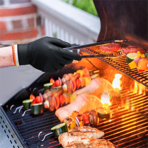 ANBOSON BBQ Gloves for Cooking Baking Grilling, 100 Count Disposable Nitrile Gloves and 4 Count Cotton Glove Liners Washable (10mil Nitrile, X-Large) - size: X-Large, style: 10mil Nitrile