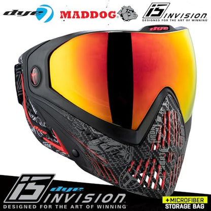 Maddog Dye i5 Thermal Anti-Fog Paintball Airsoft Mask Goggle System Combo with Microfiber Bag | Safety Certified Protection - color: Im Shields