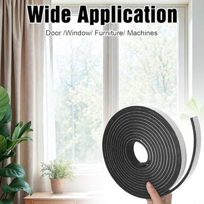 Grevosea High Density EVA Foam Tape Single Sided Window Sealing Tape Weather Stripping Closed Cell Foam Strips with Adhesive for Insulating Door Frame and Window (1/2In x 1/4In x 16.5Ft)