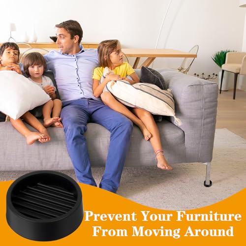 8 Pack Round Rubber Furniture Caster Cups, Non Slip Furniture Pads 1.5 x 1.5 Furnitures Gripper Anti Slide Floor Protector Rubber Furnitures Feet for Bed Couch Table Chair Stoppers(Black) - color: Black