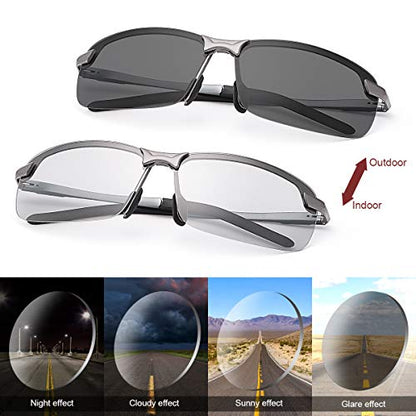 YIMI Men Photochromic Polarized Sports Sunglasses Cycling Fishing Driving Glasses UV Protection Eyeglasses Anti Glare Eyewear - color: 3043 Gun Color
