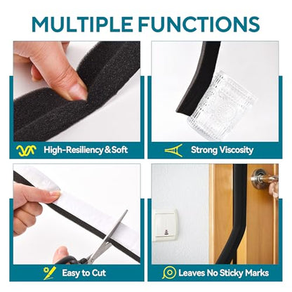 3 Rolls Air Conditioner Window Seal,High-Density Window Foam,1" W x 1" T, Strong Adhesion Foam Tape for Doors, Windows & AC Units, Soundproof & Energy Saving, Black (Total 19.5 FT) - color: Black-19.5FT