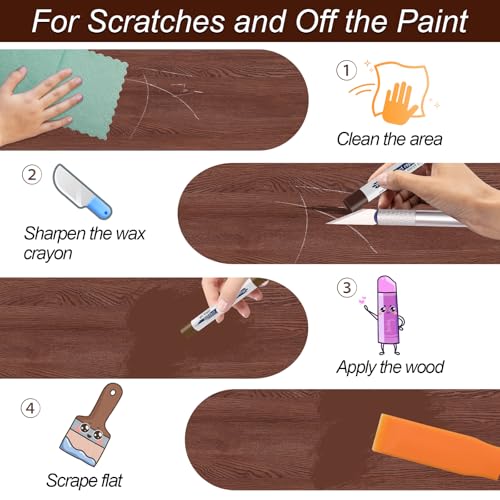 Wood Filler Sticks with Box, 16+4P Furniture Crayon Touch Up Wood Filler with 1P Knife, 1P Scraper and 1P Rag, Nail Hole Wax Sticks for Repairing Scratches and Nail Holes (16p) - size: 16p