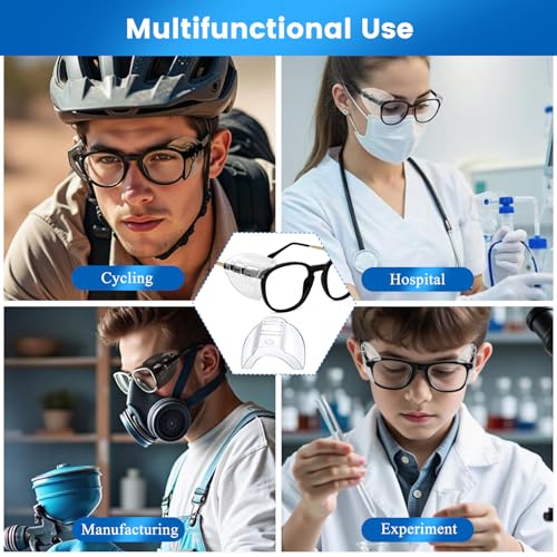 6 Pairs Safety Glasses Side Shields,TPU Side Shields for Prescription Glasses, Small to Large Frames - color: Transparent 3pairs+ Transparent Black 3pairs, size: Large-6 Pairs