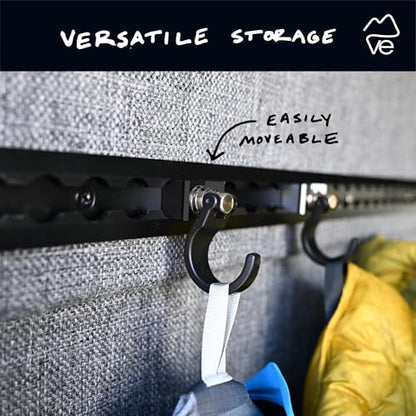 VanEssential Venture L-Track Spring Loaded Adjustable Gear Hook - Black - 2 pcs