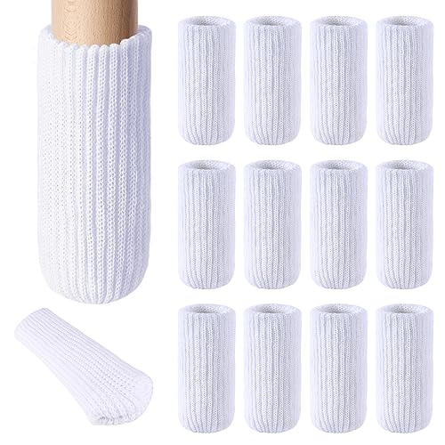 16 PCs Furniture Leg Socks - High Elastic Knitted Chair Leg Floor Protectors, White Thickening Chair Leg Covers Set, Move Easily and Reduce Noise - color: White, size: 16pcs