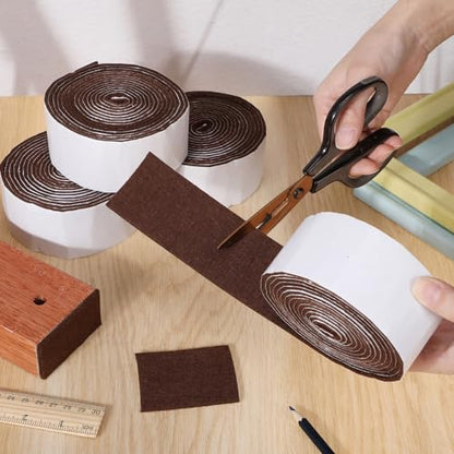 Zonon 4 Rolls 120 Inch Felt Strip with Adhesive Backing Felt Tapes Furniture Strip Rolls Self Stick Heavy Duty Polyester for Protecting Furniture and DIY Adhesive(Dark Brown,2 Inch) - color: Dark Brown, size: 2 Inch