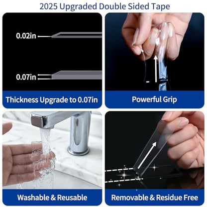 Double Sided Tape Heavy Duty 2 Rolls Nano Tape (Total 30 Feet) for Poster Carpet Picture Hanging Strip Rug Strong Adhesive Multipurpose Clear Mounting Two Stick Sided DIY Tape - size: 30FT