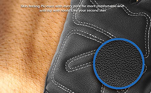 FOUR-AM Work Gloves Men & Women, Utility Mechanic Working Gloves High Dexterity Touch Screen For Multipurpose,Excellent Grip - size: Large