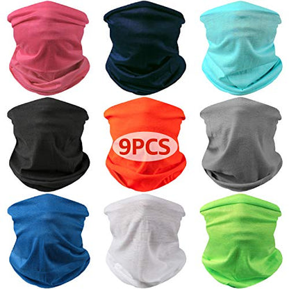 Neck Gaiter Face Mask Headband Bandanas Reusable Cover Fishing Motorcycle Men Women Outdoor Scarf - style: 9pcs Standard Pack a