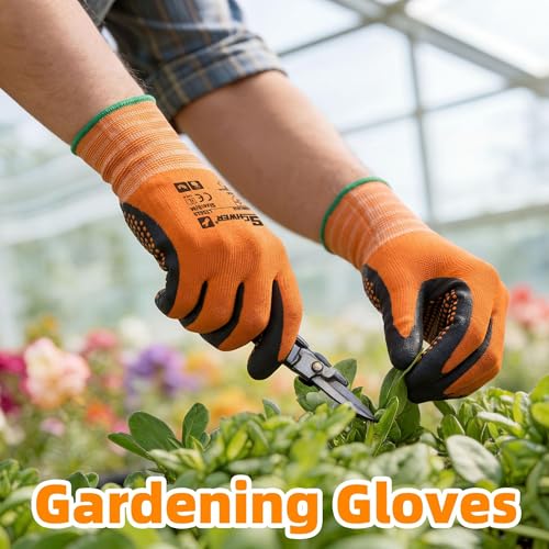 Schwer 24 Pairs Safety Work Gloves MicroFoam Nitrile Coated, Certified Level 6 Abrasion Resistant Gardening Gloves with MicroDot Grip, Touchscreen, General A1 Cut Resistant Glove, LT5619, L - size: Large, style: 24 Pairs