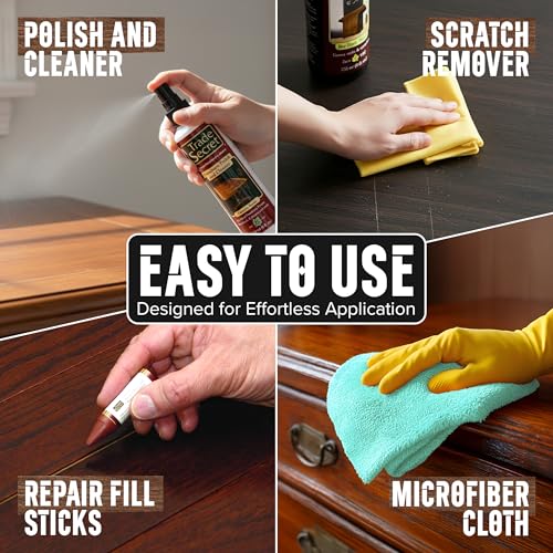 Trade Secret Complete Wood Furniture & Floor Restoration Kit - Scratch Repair and Polish System for Light and Dark Surfaces with Microfiber Cloth - color: Light and Dark Wood