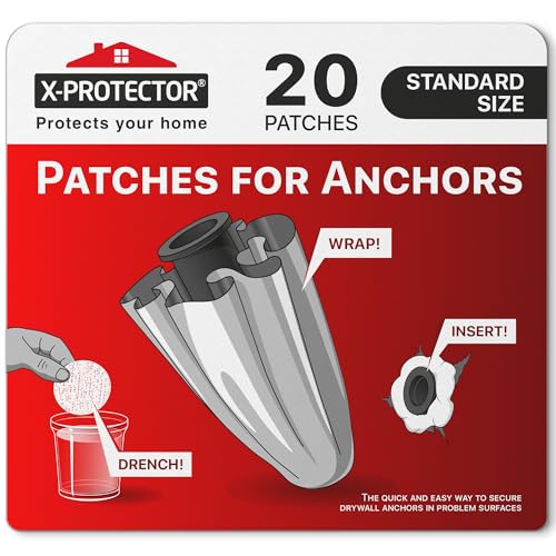 X-Protector Patches for Anchors - 20 PCS Standard Size - Loose Wall Anchor Fix Pad - Dry Wall Anchor Repair Pads - Plaster Wall Anchors - Wall Anchors Repair Patches to Keep Them in Place! - size: 20 PCS Standard Size
