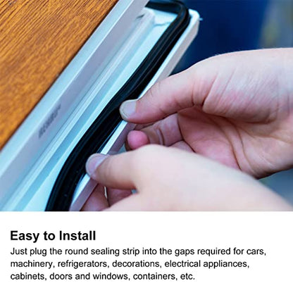 uxcell Nitrile Rubber Round Seal Strip, 5mm(13/64") Diameter 8 Meters (26.25Ft) Long Hard Solid Rubber Weather Stripping for DIY Gasket, Industrial Equipment, and Furniture - size: 5mmx8m