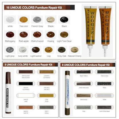 Wooden Furniture Repair kit - a Set of 43 Stain Sticks. Wood Scratch Repair, Floor Scratch Repair, Used for Scratches and Cracks in Wooden Floors, Tables, cabinets, Wooden Doors and Other Hardwood