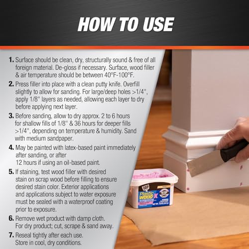 DAP Plastic Wood-X with DryDex Wood Filler, Natural, 16 Oz (7079800542) - size: 16 oz