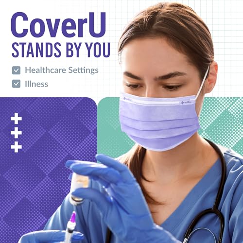 Medtecs Face Mask Disposable – Available in 50 & 2,000 pcs – ASTM Level 1, 3-Ply Breathable, Soft Fit – Adult Size – Ideal for Commuting & Daily Wear - color: 05. Purple, size: Adult - 50PC