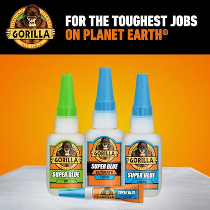 Gorilla Ultimate Super Glue, Clear Glue, 15 Grams (Pack of 6) - Fast-Setting Cyanoacrylate for Quick Fixes & Repairs with Anti-Clog Cap - size: 6 - Pack