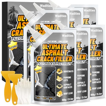 Asphalt Crack Filler, 8LB High Elasticity Cement Crack Filler, Self Leveling Waterproof Repair Sealant for Driveway, Walkway, Blacktop Concrete Joint, Outdoor Quick Drying Sealer - Black - style: 6pcs, 8LB