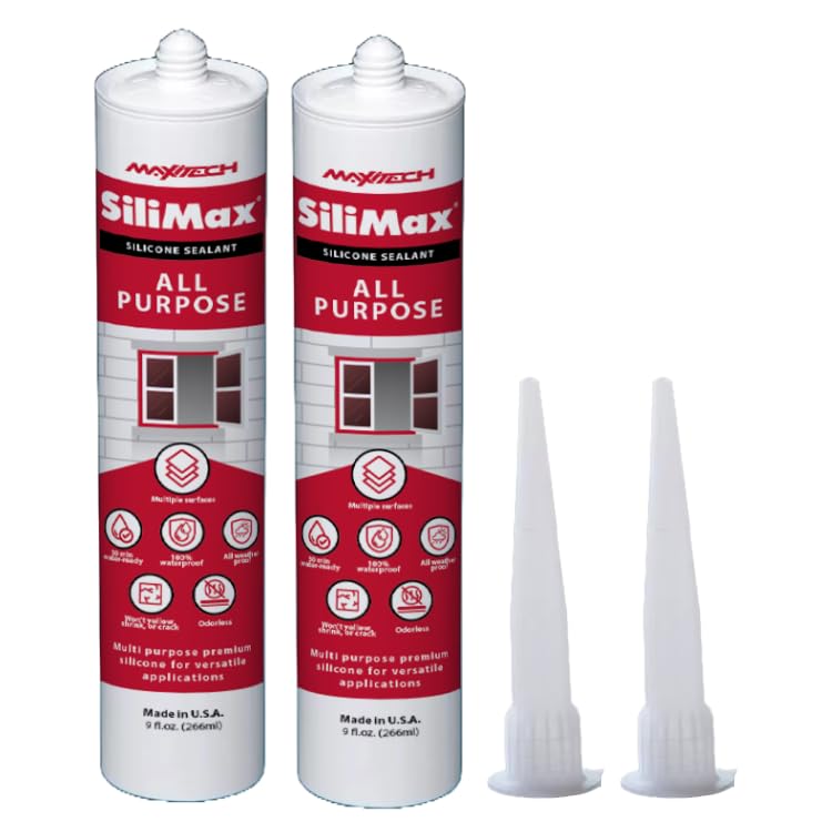 All-Purpose Silicone – 100% Silicone Caulk, Clear Silicone Sealant Waterproof, RTV Silicone Sealant – 9.5 fl oz Cartridge, 2-Pack (2-Pack, 2, Count)