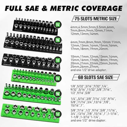 SWANLAKE GARDEN TOOLS 20-Piece Magnetic Tool Organizer Set, 1/4", 3/8", 1/2" SAE & Metric Socket Organizers, 2 Large Wrench Holders, 24-Slot Wrench Rails, Plier and Screwdriver Wall Mount Storage - style: 20PCS Multi-Function Set
