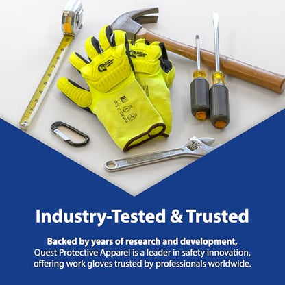 Quest Protective Apparel Hi Visibility Gloves, Small, 1 Pair, Neon/ Yellow, Black - size: Small