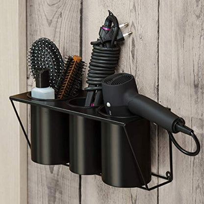 Hair Dryer Holder Hair Styling Product Care Tool Organizer Bath Supplies Accessories Tray Stand Storage Bathroom Steel Hair Dryer Holder(Black) MK470B - color: Black