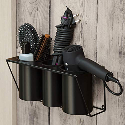 Hair Dryer Holder Hair Styling Product Care Tool Organizer Bath Supplies Accessories Tray Stand Storage Bathroom Steel Hair Dryer Holder(Black) MK470B - color: Black