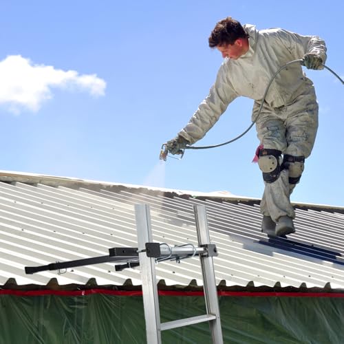 Ladder Stabilizer withstands 300 LBS Weight Rating, Extension Ladder Stabilizer Adjustable Legs, Built-in Tool Tray, Anti-Slip Rubber Pads– Ideal for Roofing and Gutter Work (24.6-29.5 Inch)