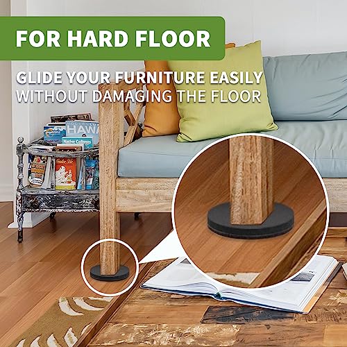 Furniture Sliders for Hardwood Floors 8 PCS - 4 3/4 inch Sliders for Moving Furniture – Felt Furniture Pads for Hardwood Floors Brown - size: 8 PCS 4 3/4" Brown