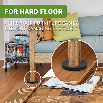 Furniture Sliders for Hardwood Floors 8 PCS - 4 3/4 inch Sliders for Moving Furniture – Felt Furniture Pads for Hardwood Floors Brown - size: 8 PCS 4 3/4" Brown