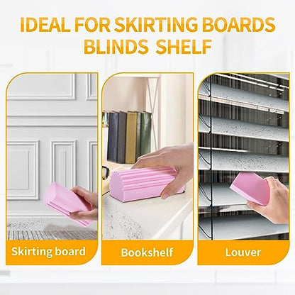 COBETE Damp Clean Duster Sponge,4pack Magic Sponge Eraser,Reusable Damp Dusting Sponge Household Cleaning for Blinds, Glass, Baseboards,Radiators,Window Track Grooves(Pink) - color: Pink