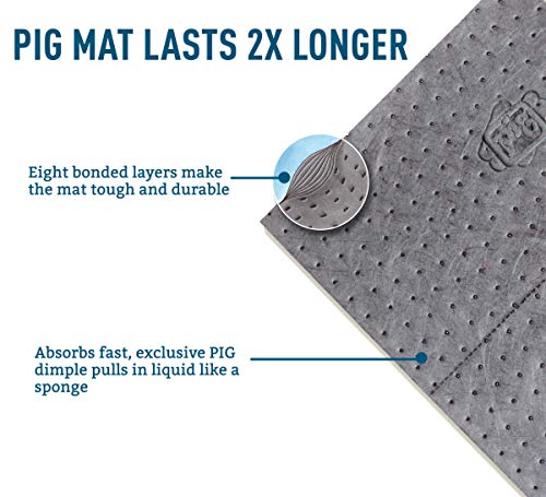 PIG Absorbent Mat Roll for Oil and Other Liquids | 1 Lightweight Mat Roll | 15" W x 50' L | Absorbs up to 3.3 gal per Roll | Gray | PM50435 - size: (50' X 15") Roll