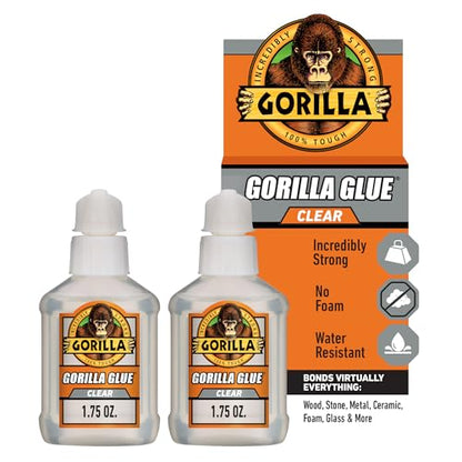 Gorilla Clear Glue, 1.75 Ounce Bottle (Pack of 2) - Crystal Clear, All Purpose, and Water Resistant - size: 2 - Pack, style: 1.75 Ounce