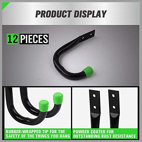 SWANLAKE Heavy Duty Garage Storage Utility Hooks, Utility Hooks for Garage Wall,Color Black (12PCS) - style: 12-Piece Green