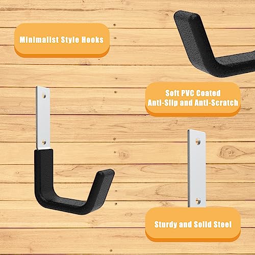 Heavy Duty Utility Hooks for Storage Wall Mount,Garage Wall Hooks for Hose, Bike, Ladder, Chainsaw, Leaf Blower Hanger (8 Small) - size: 8 Small