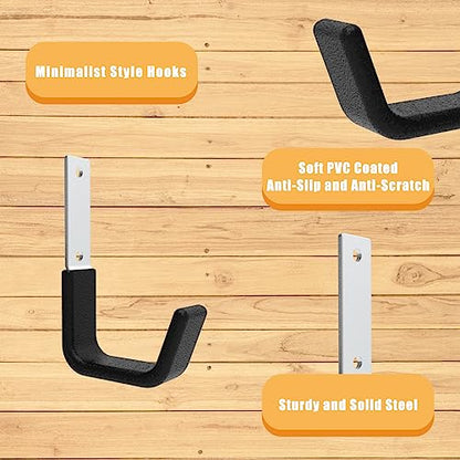 Heavy Duty Utility Hooks for Storage Wall Mount,Garage Wall Hooks for Hose, Bike, Ladder, Chainsaw, Leaf Blower Hanger (8 Small) - size: 8 Small