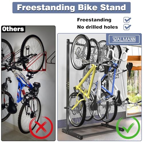WALMANN Freestanding Bike Stand for Garage, 4 Bikes Vertical Bike Storage Stand Heavy Duty Bike Floor Stand - style: Bike stand for 4 bikes