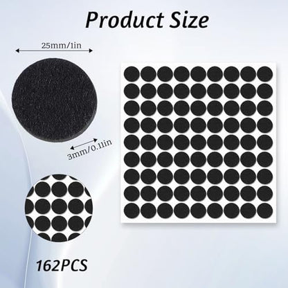 162Pcs Black Felt Pads for Chair Legs 1" Felt Furniture Pads 1 inch Non Slip Felts Pad Chair Feet Felts for Hardwood Floors Non Slip Self Adhesive Furniture Feet Table Leg Pad, Round