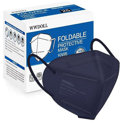 WWDOLL KN95 Face Mask 25 Pack, 5-Layers Breathable Disposable KN95 Masks - color: Purple