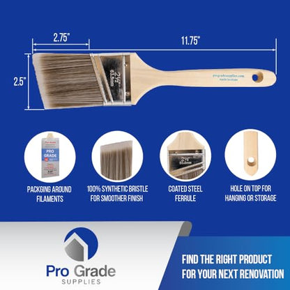 Pro Grade - Paint Brushes - 12Ea 2.5" Angle Brushes (Pack of 2) - size: 12Ea 2.5A (Pack of 2)